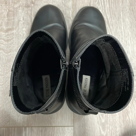 Steve Madden North Chunky Platform Boots Embellished Buckle Straps Black 10 - Picture 8 of 16